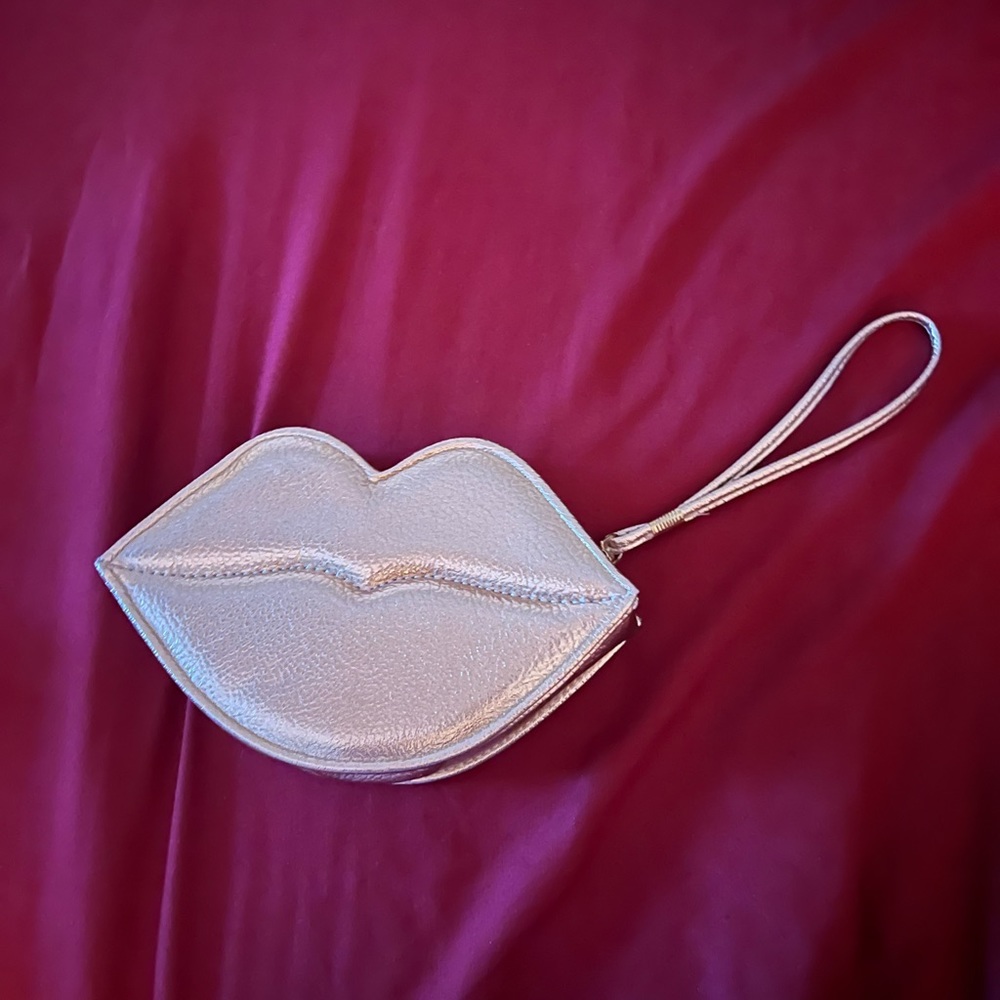 Rose Gold leather clutch